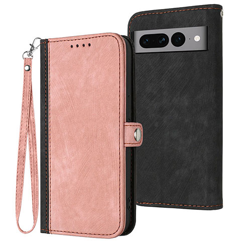 Coque Portefeuille Livre Cuir Etui Clapet YX1 pour Google Pixel 7 Pro 5G Or Rose