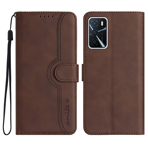 Coque Portefeuille Livre Cuir Etui Clapet YX1 pour Oppo A16s Marron