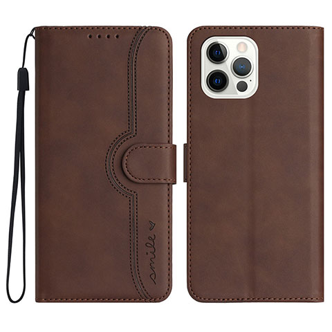 Coque Portefeuille Livre Cuir Etui Clapet YX2 pour Apple iPhone 13 Pro Marron