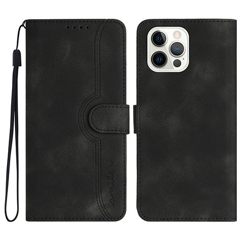 Coque Portefeuille Livre Cuir Etui Clapet YX2 pour Apple iPhone 13 Pro Max Noir