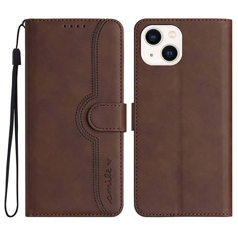 Coque Portefeuille Livre Cuir Etui Clapet YX2 pour Apple iPhone 14 Marron