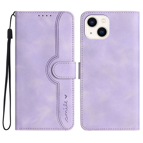 Coque Portefeuille Livre Cuir Etui Clapet YX2 pour Apple iPhone 15 Plus Violet Clair