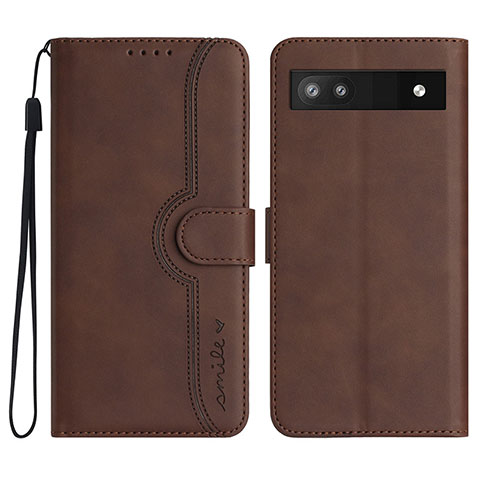 Coque Portefeuille Livre Cuir Etui Clapet YX2 pour Google Pixel 6a 5G Marron