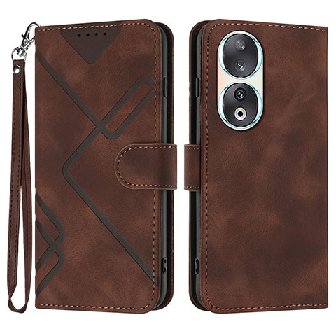 Coque Portefeuille Livre Cuir Etui Clapet YX2 pour Huawei Honor 90 5G Marron