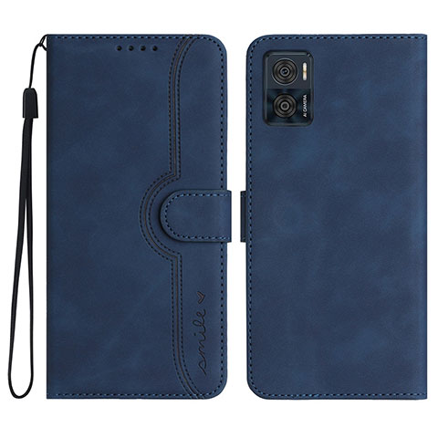 Coque Portefeuille Livre Cuir Etui Clapet YX2 pour Motorola Moto E22 Bleu