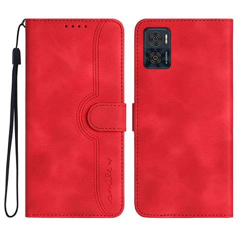 Coque Portefeuille Livre Cuir Etui Clapet YX2 pour Motorola Moto E22 Rouge