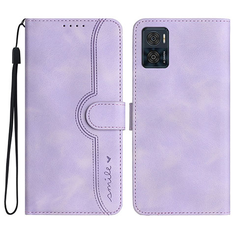 Coque Portefeuille Livre Cuir Etui Clapet YX2 pour Motorola Moto E22 Violet