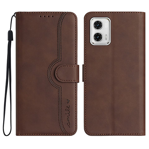 Coque Portefeuille Livre Cuir Etui Clapet YX2 pour Motorola Moto G73 5G Marron