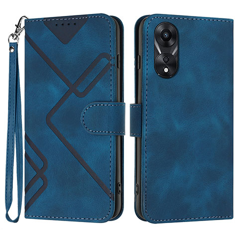 Coque Portefeuille Livre Cuir Etui Clapet YX2 pour Oppo A18 Bleu