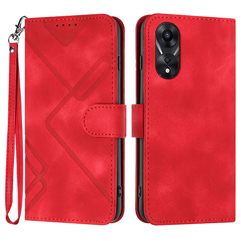 Coque Portefeuille Livre Cuir Etui Clapet YX2 pour Oppo A18 Rouge