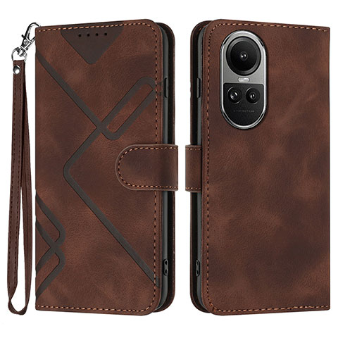 Coque Portefeuille Livre Cuir Etui Clapet YX2 pour Oppo Reno10 5G Marron