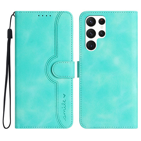 Coque Portefeuille Livre Cuir Etui Clapet YX2 pour Samsung Galaxy S22 Ultra 5G Vert