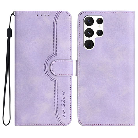 Coque Portefeuille Livre Cuir Etui Clapet YX2 pour Samsung Galaxy S23 Ultra 5G Violet