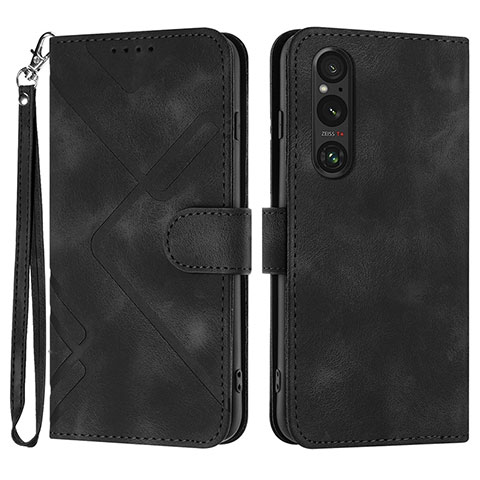 Coque Portefeuille Livre Cuir Etui Clapet YX2 pour Sony Xperia 1 V Noir