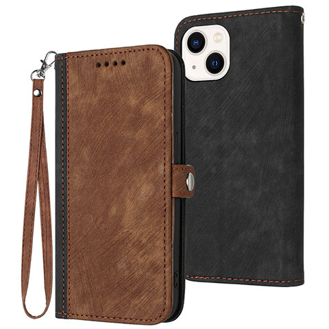 Coque Portefeuille Livre Cuir Etui Clapet YX3 pour Apple iPhone 15 Plus Marron