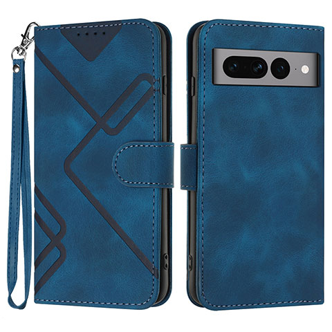 Coque Portefeuille Livre Cuir Etui Clapet YX3 pour Google Pixel 7 Pro 5G Bleu