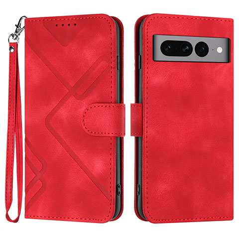 Coque Portefeuille Livre Cuir Etui Clapet YX3 pour Google Pixel 7 Pro 5G Rouge