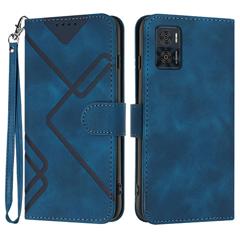 Coque Portefeuille Livre Cuir Etui Clapet YX3 pour Motorola Moto E22i Bleu