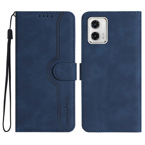 Coque Portefeuille Livre Cuir Etui Clapet YX3 pour Motorola Moto G53y 5G Bleu