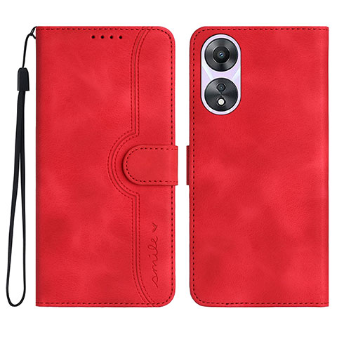 Coque Portefeuille Livre Cuir Etui Clapet YX3 pour Oppo A18 Rouge