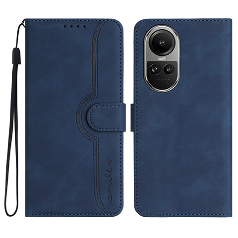 Coque Portefeuille Livre Cuir Etui Clapet YX3 pour Oppo Reno10 5G Bleu