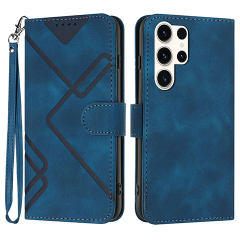 Coque Portefeuille Livre Cuir Etui Clapet YX3 pour Samsung Galaxy S22 Ultra 5G Bleu