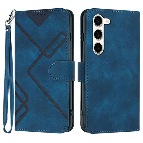 Coque Portefeuille Livre Cuir Etui Clapet YX3 pour Samsung Galaxy S23 5G Bleu