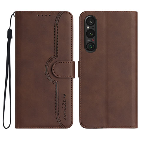 Coque Portefeuille Livre Cuir Etui Clapet YX3 pour Sony Xperia 1 V Marron