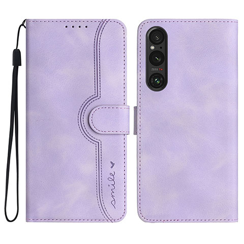 Coque Portefeuille Livre Cuir Etui Clapet YX3 pour Sony Xperia 1 V Violet