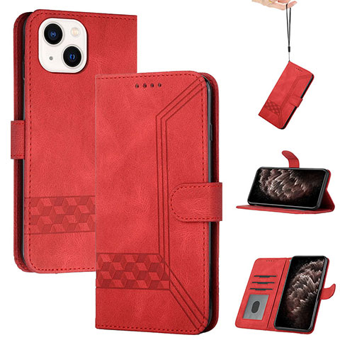 Coque Portefeuille Livre Cuir Etui Clapet YX4 pour Apple iPhone 15 Rouge