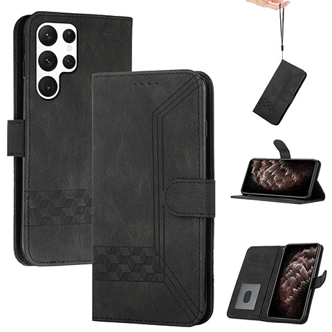 Coque Portefeuille Livre Cuir Etui Clapet YX4 pour Samsung Galaxy S23 Ultra 5G Noir