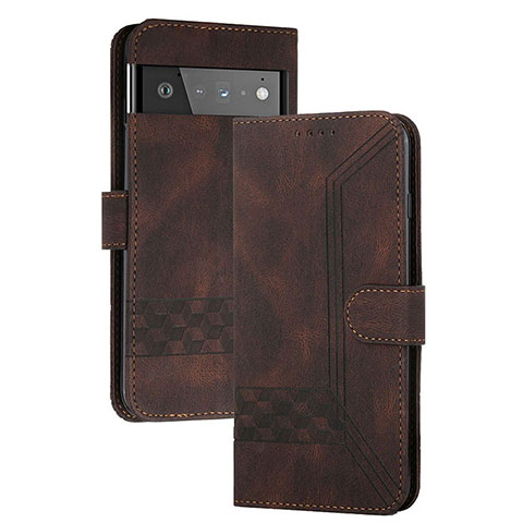 Coque Portefeuille Livre Cuir Etui Clapet YX5 pour Google Pixel 6 5G Marron