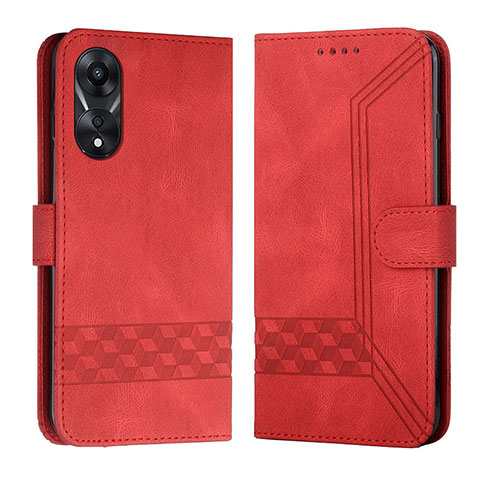 Coque Portefeuille Livre Cuir Etui Clapet YX5 pour Oppo A18 Rouge