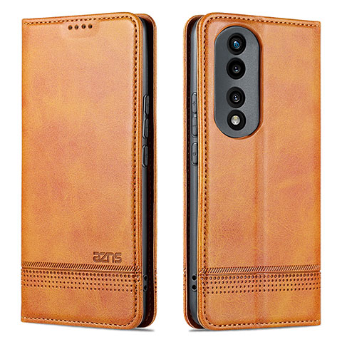 Coque Portefeuille Livre Cuir Etui Clapet YZ1 pour Huawei Honor 90 Pro 5G Brun Clair