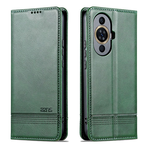 Coque Portefeuille Livre Cuir Etui Clapet YZ1 pour Huawei Nova 11 Pro Vert