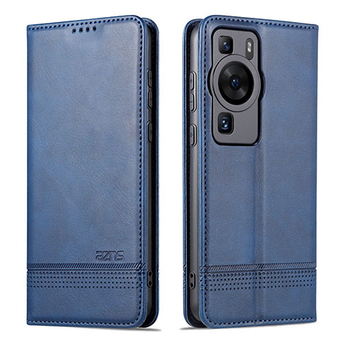 Coque Portefeuille Livre Cuir Etui Clapet YZ1 pour Huawei P60 Bleu