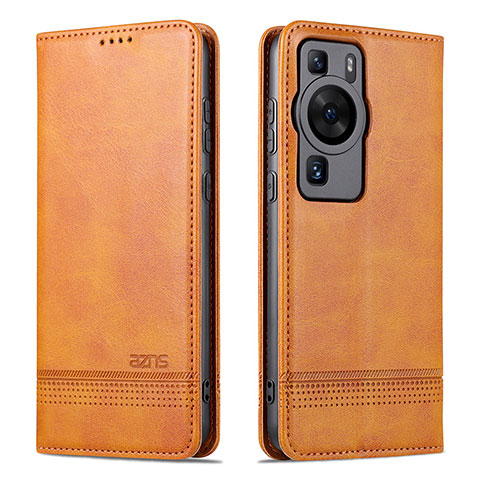 Coque Portefeuille Livre Cuir Etui Clapet YZ1 pour Huawei P60 Pro Brun Clair