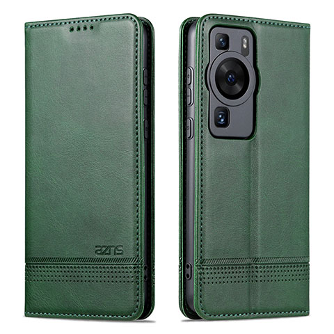 Coque Portefeuille Livre Cuir Etui Clapet YZ1 pour Huawei P60 Vert