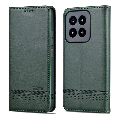 Coque Portefeuille Livre Cuir Etui Clapet YZ1 pour Xiaomi Mi 14 5G Vert