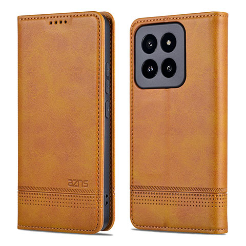 Coque Portefeuille Livre Cuir Etui Clapet YZ1 pour Xiaomi Mi 14 Pro 5G Brun Clair