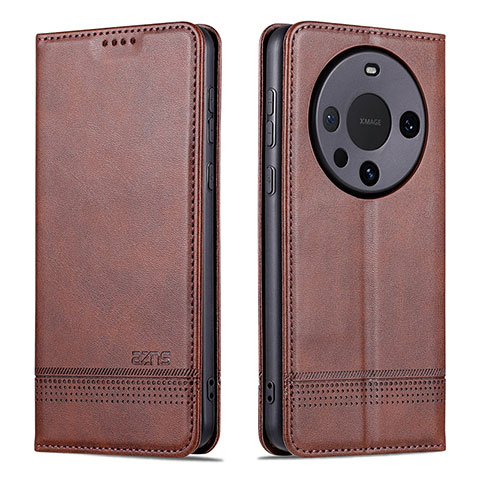 Coque Portefeuille Livre Cuir Etui Clapet YZ2 pour Huawei Mate 60 Marron