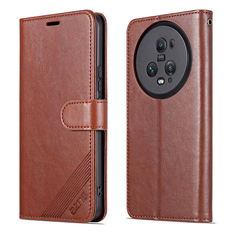 Coque Portefeuille Livre Cuir Etui Clapet YZ3 pour Huawei Honor Magic5 Pro 5G Marron