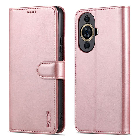 Coque Portefeuille Livre Cuir Etui Clapet YZ5 pour Huawei Nova 11 Or Rose