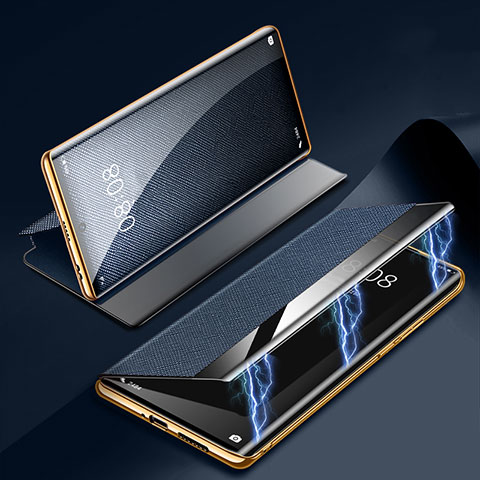 Coque Portefeuille Livre Cuir Etui Clapet Z01 pour Huawei P60 Bleu