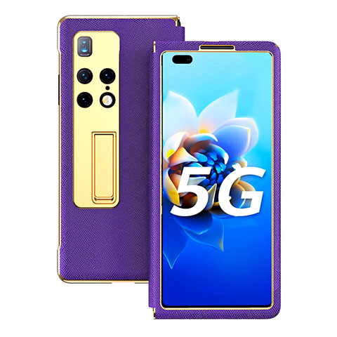 Coque Portefeuille Livre Cuir Etui Clapet ZL1 pour Huawei Mate X2 Violet