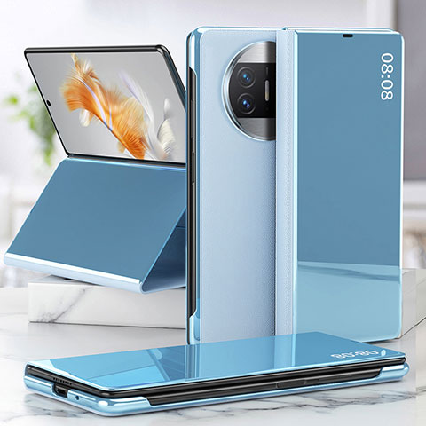 Coque Portefeuille Livre Cuir Etui Clapet ZL1 pour Huawei Mate X3 Bleu