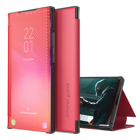 Coque Portefeuille Livre Cuir Etui Clapet ZL1 pour Samsung Galaxy A12 Rouge