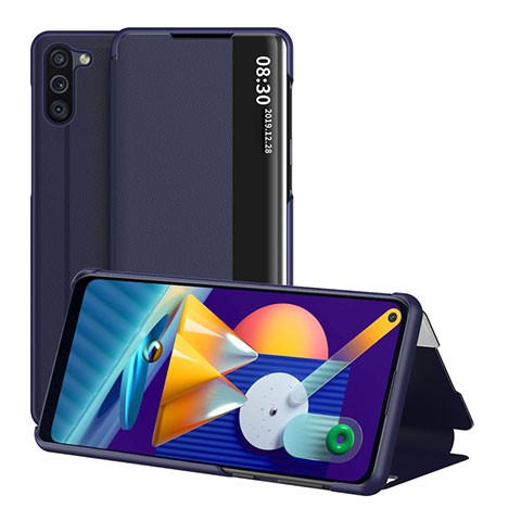 Coque Portefeuille Livre Cuir Etui Clapet ZL1 pour Samsung Galaxy M11 Bleu