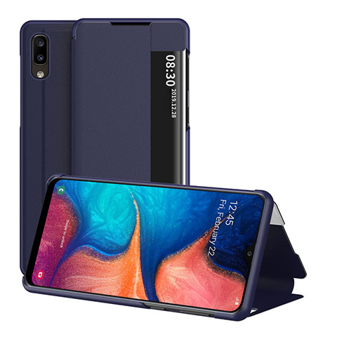 Coque Portefeuille Livre Cuir Etui Clapet ZL2 pour Samsung Galaxy A20e Bleu