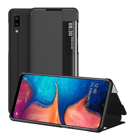 Coque Portefeuille Livre Cuir Etui Clapet ZL2 pour Samsung Galaxy A20e Noir